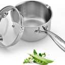 Stainless Steel Saucepan with Glass Lid, 2.0 Quart Multipurpose Sauce Pan, Sauce Pot with for Easy Pour with Ergonomic Handle