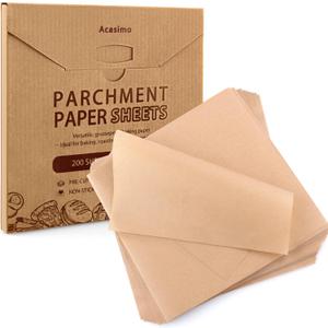 200PCS Parchment Paper Sheets, 10x10in, Squares Baking Paper for Baking, Air Fryer, Steaming, Grilling, Roasting, Wrapping, Precut Non-Stick Square Pan Liners, Oven Paper for Bread (Brown, 10x10 in)