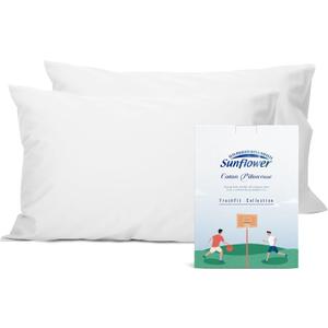 Sunflower King Pillowcases Set of 2, 100% Cotton King Pillow Cases 2, 2040 inches Bright White, Soft and Breathable