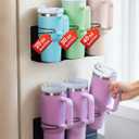 Magnetic Cup Holder for Fridge, 2 Pack Water Bottle Organizer for Stanley Cup Accessories 20/30/40 oz, Wall Mount Tumbler Organizer for Space-Saving Kitchen Pantry Cabinet Storage, Black