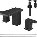 Hoimpro 8 Inch Oil Rubbed Bronze Widespread Waterfall Bathroom Sink Faucet, Square Two Handle Vanity Bathroom Faucet with cUPC Supply Hose, 3 Holes Faucet with Pop Up Drain, Stainless Steel