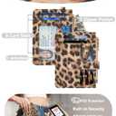 Wristlet Wallets for Women Cute Keychain Wallet with AirTag Holder RFID Small Credit Card Holder Boho Beaded Wallet Keychain WristletLeopard
