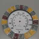 Lily's Home 10 inch Indoor or Outdoor Wall Thermometer Stone Frame Battery Operated Quartz Movement, Operated Decor for Family Room, Office, Game Room,Garden, Backyard, Pool