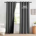 NICETOWN 100% Blackout Curtains 84 inch Long for Bedroom, Total Blackout Thermal Insulated Grommet Long Window Curtains 2 Panels Set, 2 Panels, Grey, 52 inch Wide