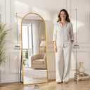 59"×19" Arched Full Length Floor Mirror, Standing Mirror with Aluminum Frame, Large Body Mirror of Free Standing/Wall Mount/Leaning for Bedroom, Living Room, Dressing Room, Gold