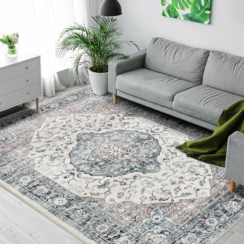 6'x9' Area Rugs for Living Room, Vintage Boho Rug Non-Shedding Carpet Non-Slip Rug Stain Proof Washable Rug for Dining Room Bedroom Entryway Kitchen