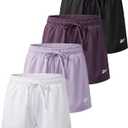 Reebok 4 Pack: Girls’ Dry Fit Athletic Shorts – Volleyball Basketball Soccer Running Sports Shorts Kids Teens Youth, L, (10-12)