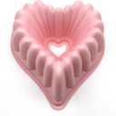 Kundalini Heart Shaped Cake Pan, 2PCS 9 Inch Heart Fluted Tube Cake Pans, Nonstick Silicone Cake Molds for Making Wedding, Valentine's Day and Family Cakes