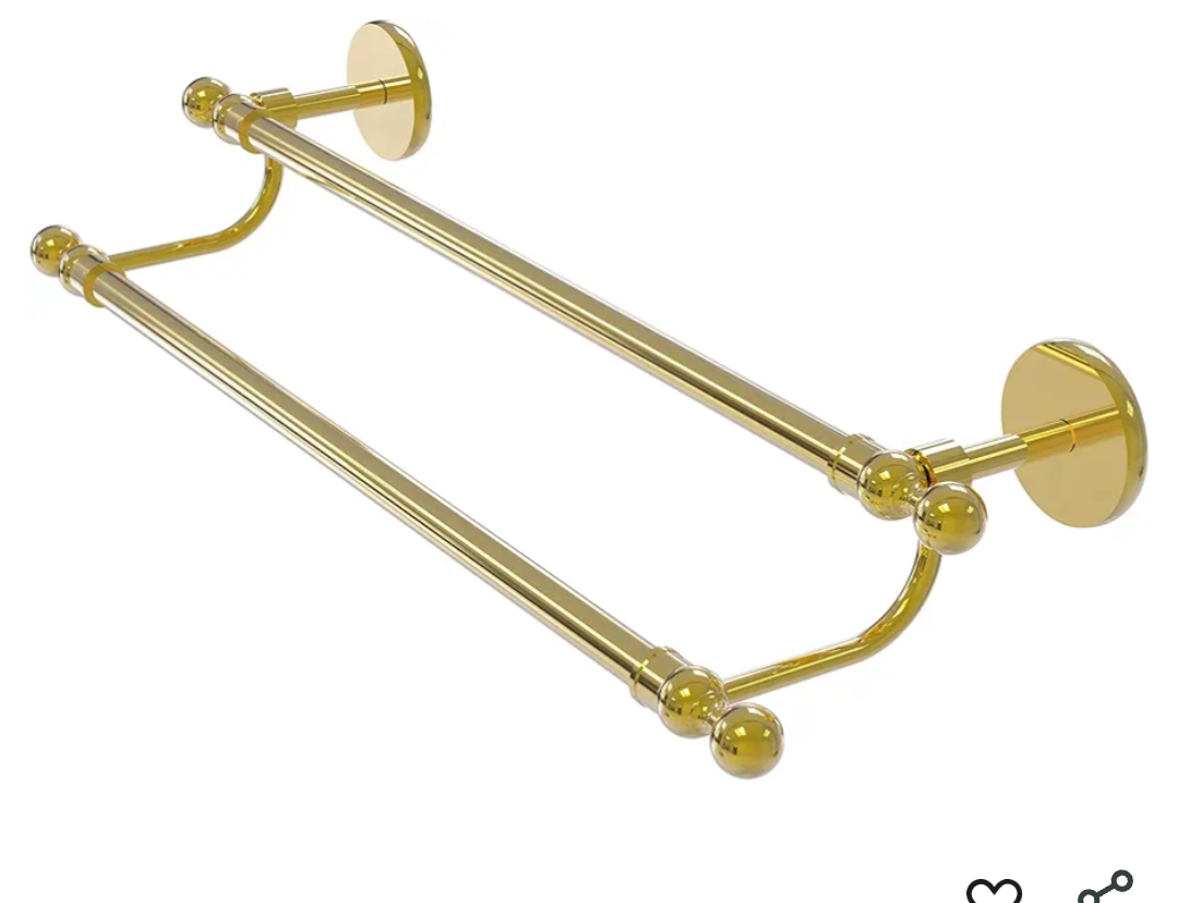 Allied Brass 1072/24 Skyline Collection 24 Inch Double Towel Bar, Polished Brass
