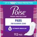 Poise Postpartum Incontinence Pads, Ultimate Absorbency, Regular Length, 112 Count (2 Packs of 56)