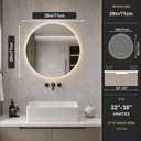 LAIYA 28 Inch Round LED Bathroom Mirror Frameless Backlit Anti-Fog Dimmable