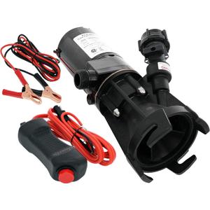 Flojet Macerator Pump 18555-000A - 12V DC Waste Pump for Camper/RV - Empties 40-Gal Tank in 5 Mins - 9 GPM Output - 3/4" Garden Hose Connection - Stainless Steel Grinder, Self-Priming, Remote Switch