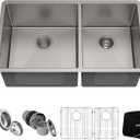 Kraus Kitchen Sinks Undermount - 33 Inch Stainless Steel Kitchen Sink, 60/40 Double Bowl, 16 Gauge, Model KHU103-33
