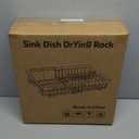 Small Expandable Over The Sink Dish Drainer Drying Rack In Stainless Steel Metal For Kitchen, Counter Space Saving Compact Above Plate Dryer Strainer, Adjustable Hanging Inside Sink Wire Drain Holder (Black)