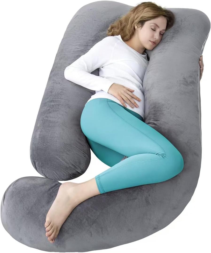 Regnancy Pillow for Sleeping, Extra Large U Shaped Body Pillow, Maternity Pillow for Pregnant Women (Dark Grey)