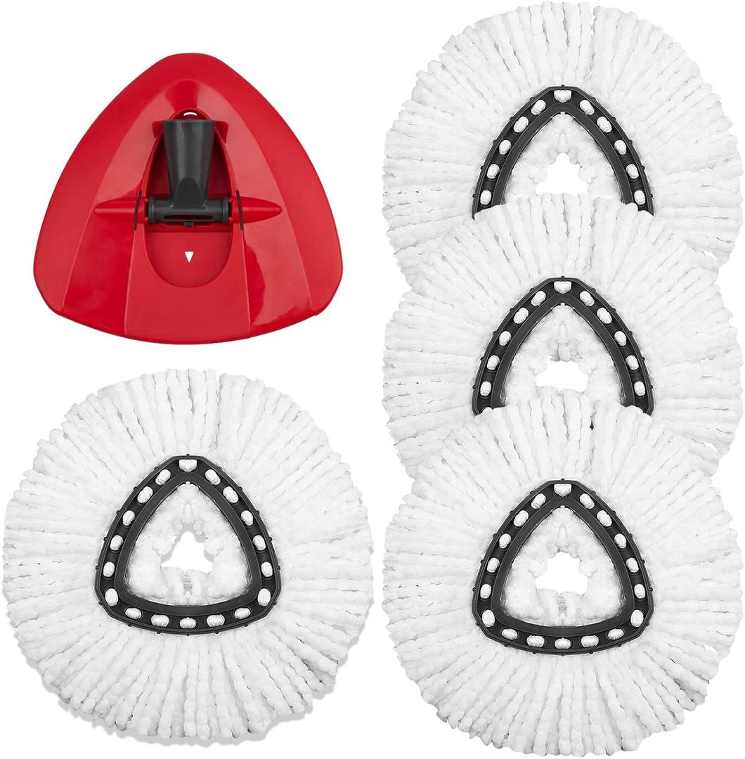 2 x 4 Pack Mop Replacement Heads Compatible with Ocedar Mops Replace Head EasyWring Spin Mop Heads Replacements - Includes 1 Rotating Mops Base, Microfiber Mop Refills, Easy Cleaning