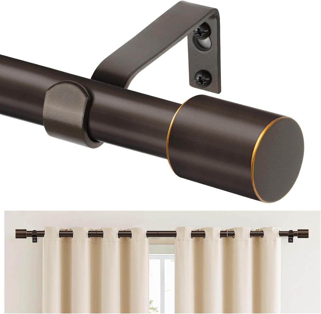 TONIAL Curtain Rods for Windows 66 to 120 Inches(5.5 to 10 ft), bronze Adjustable Splicing 3/4 Curtain Rod 32 to 115 Inches(2.6 to 9.5 ft), Decorative Single Drapery Rod with Modern Finial (66-120")
