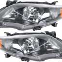 Thomletha Replacement for Toyota Corolla 2011-2013 Headlight Assembly Halogen Black Left and Right Side Pair