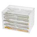 Necklace Box Necklace Holder Organizer, Acrylic Necklace Organizer Box Clear Necklace Display Jewelry Tray with Transparent Lid Jewelry Display Box for Necklace (Clear White, 5 Drawer 30 Girds)