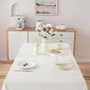 JIALE Textured Tablecloths, Heavy Duty Cotton Linen Farmhouse Table Cloth Rectangle Table, Waterproof Wrinkle-Free Rectangle Tablecloth for Kitchen, Dining, Parties, 55"x55", Ivory