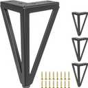6 Inch Solid Metal Furniture Legs, Heavy Duty Black Furniture Sofa Feet, DIY Replacement Couch Legs, Suitable for Sofas, Coffee Tables, Cabinets - with Rubber Floor Protectors (Set of 4)