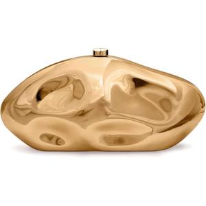 Acrylic Clutch Purse for Women Evening Bag, Irregular Shell Acrylic Purse Box Clutch with Chain for Party Wedding Prom (Champagne Gold)