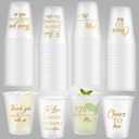 Yungyan 60 Pcs Wedding Frosted Plastic Cups Bulk 12 oz Clear Wedding Cups for Reception Disposable Cheer to Love Bridal Shower Bachelorette Party Supplies