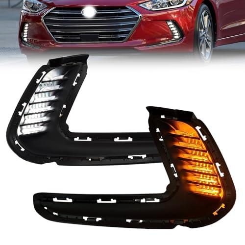 Nioboee LED Fog Lights Compatible With 2016 2017 2018 Hyundai E lantra Sixth Generation Front Bumper Lights DRL Fog Lamps Clear Lens with Harness Driver and Passenger Side