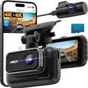 IIWEY Q5 Dual-4K Dash Cam Front and Rear, 5G Wi-Fi 64GB SD Card Included, 4K 2160P Dash Camera for Cars, 3 Inch IPS Screen, Dual Channel HDR Night Vision, 24H Parking Mode, 170° Wide Angle, G-Sensor