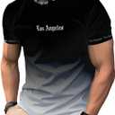 VIPWOLF Men's Color Block Short Sleeve Casual T Shirts Crew Neck Letter Graphic Tees Golf Workout Summer Tops (Black, M)