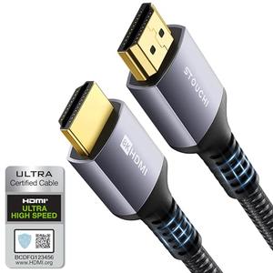 Stouchi 10K 8K HDMI Cable 6ft 48Gbps (Certified) Ultra High Speed HDMI® Cable, 8K60Hz 4K120Hz 144Hz eARC HDCP 2.2&2.3 HDR10+ Dolby Compatible with PS5 PlayStation 5 Xbox Series X Apple TV 4K