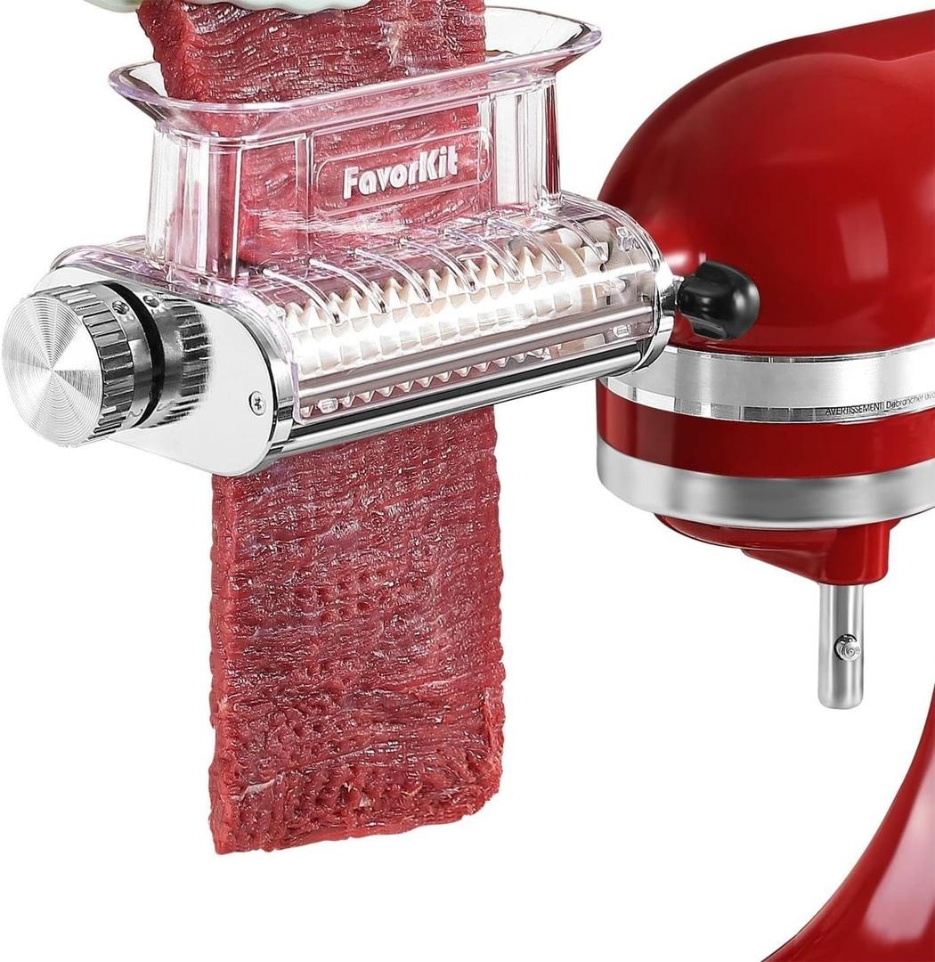 Adjustable 3 Thickness Meat Tenderizer Attachment for Kitchenaid Stand Mixers, Durable Metal Housing with Transparent Cover, Dishwasher Safe