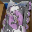 2PM SPORTS Girls Adjustable Illuminating Inline Skates with Light up Wheels, Fun Flashing Beginner Roller Skates for Kids - Purple Size: Large - Youth (4Y-7Y US)