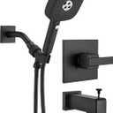 Handheld Shower Faucet Compatible with Delta 13/14 Series Tub Trim Kit, 4 Setting Shower Head, Shower Faucet System, Matte Black (Valve& Catridge Not Inclued)