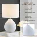 18.5" Ceramic Table Lamps Set of 2, White Bedside Nightstand Lamps, Farmhouse Vintage Style for Bedroom Living Room Office Guest Room Dresser End Table