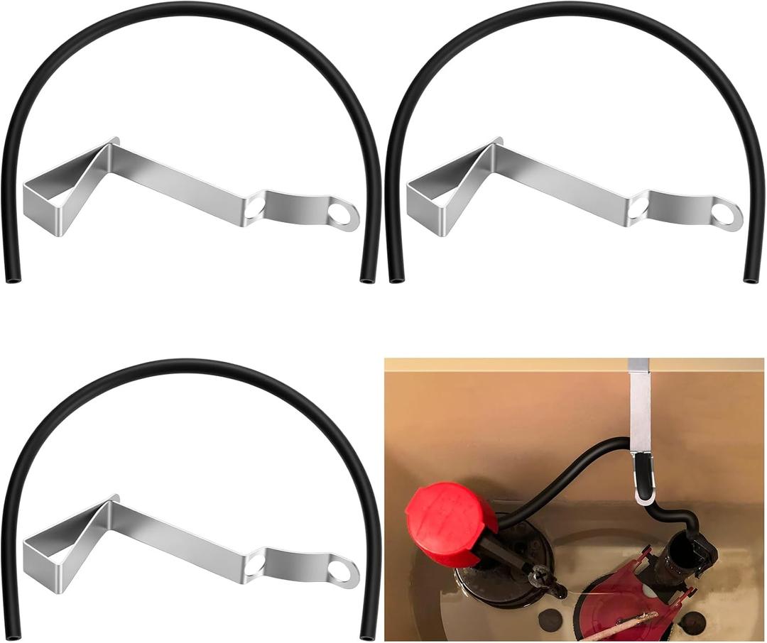 3 Pack Refill Tube and Clamp Replacement Toilet Repair Kit Flexible Overflow Replacement Hose 15" 5/8mm Black Fill Valve Refill Tube with Clip