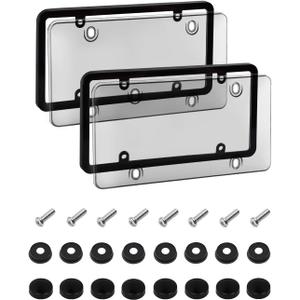 2 Pack License Plate Holder, License Plate Protector, ABS Car Front/Rear License Plate Frame with Screws Caps, Fit Any Standard US Plates