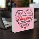 6 x Mukjyuyi Breast Cancer Sign Breast Cancer Survivor Wooden Sign Breast Cancer Awareness Decorations for Home Shelf Desk, Encouragement Gifts for Breast Cancer Warrior, polychrome (heart)