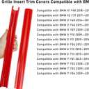 Jaronx Compatible with BMW Grill Inserts for 2 5 6 7 X1 X2 Series,F10 F11 F45 F12 F13 F01 F02 F48, Compatible with BMW V Brace Wrap Covers Blue Grill Stripes Front Insert Trims Stripes (Red)