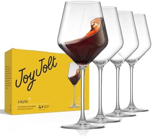JoyJolt Layla Italian Red Liquor Glasses, Set of 3, 17 oz Clear – Made in Europe