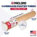 3" x 24" Heavy Duty Made in USA Kraft Paper Mailing Tube, 2 Tubes, 4 Caps
