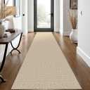 EARTHALL Washable Runner Rug 2x12 Ft Non Slip Runners for Hallways Long Cotton Rubber Backed Kitchen Runner Braided Indoor Floor Carpet Runners for Entryway, Hall, Kitchen, Send/Beige