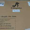 Modern Frame Clear Acrylic Freestanding Pet Gate - 24" High Extra-Wide Folding 4-Panel Dog Barrier for Doorways, Stairs & Large Openings, Indoor Fence for Dogs, Puppies & Cats