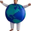 Adult Inflatable Globe Moon Costume- Halloween Cosplay Outfit for Parties, Funny Space Theme Dress-Up (Blue)