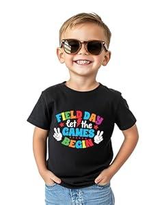 Field Day Shirt for Kids Toddler Boys Girls Colorful Field Day Prints T-Shirts Tops Funny Tee Short Sleeve 2-8 Years