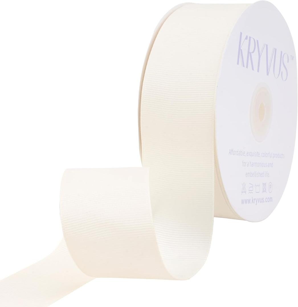 Ivory Ribbon, Grosgrain Ribbon 1-1/2 Inch x Continuous 50 Yards, Ivory Grosgrain Ribbon for Crafts, Gift Wrapping, Hair Accessories, Wedding Decor, Sewing and Bow Making