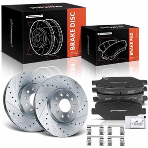 A-Premium 12.64 inch (321mm) Front Drilled and Slotted Disc Brake Rotors + Ceramic Pads Kit Compatible with Select Chevrolet, GMC and Buick Models - Equinox, Terrain, LaCrosse, Envision, 6-PC Set