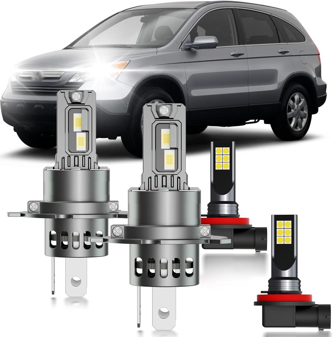 for Honda CRV 2007-2014 Fog Lights Bulbs Combo, 4pcs Super Bright White Dual Beam and Fog Lights Blubs Package, 1:1 Size as Stock Bulbs, Plug and Play