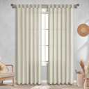 KOUFALL Tan Greige Vintage Curtains for Living Room 84 Inches Long 2 Panels Set,Flax Linen Rustic Primitive Curtains for Cabin Bedroom