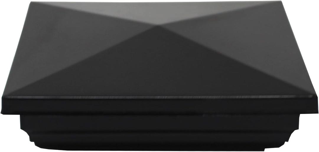 Black Plastic 5" Classic New England Style Vinyl Fence Post Caps, 5"x5" Post Cap for Vinyl Fence Post (2)